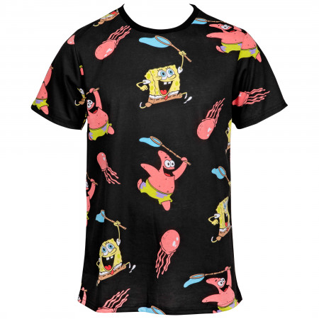 SpongeBob SquarePants & Patrick Jelly Fishing All Over Print T-Shirt